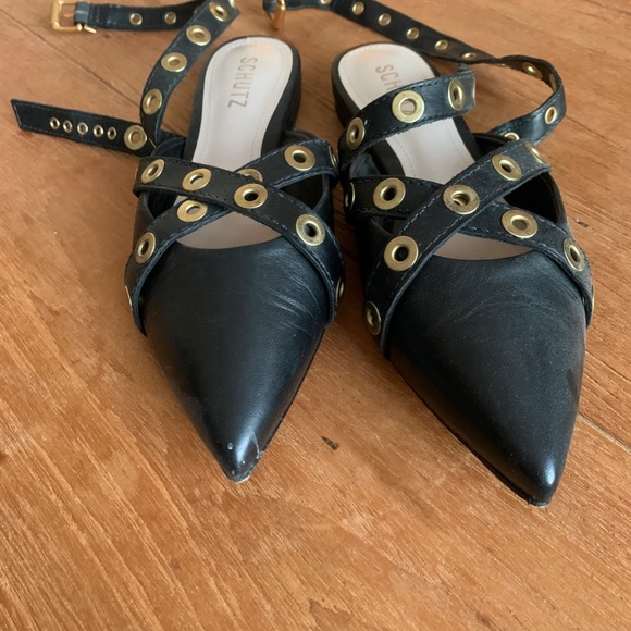 Schutz "Emmie" 6.5US Black ankle strap flat - Picture 3 of 3